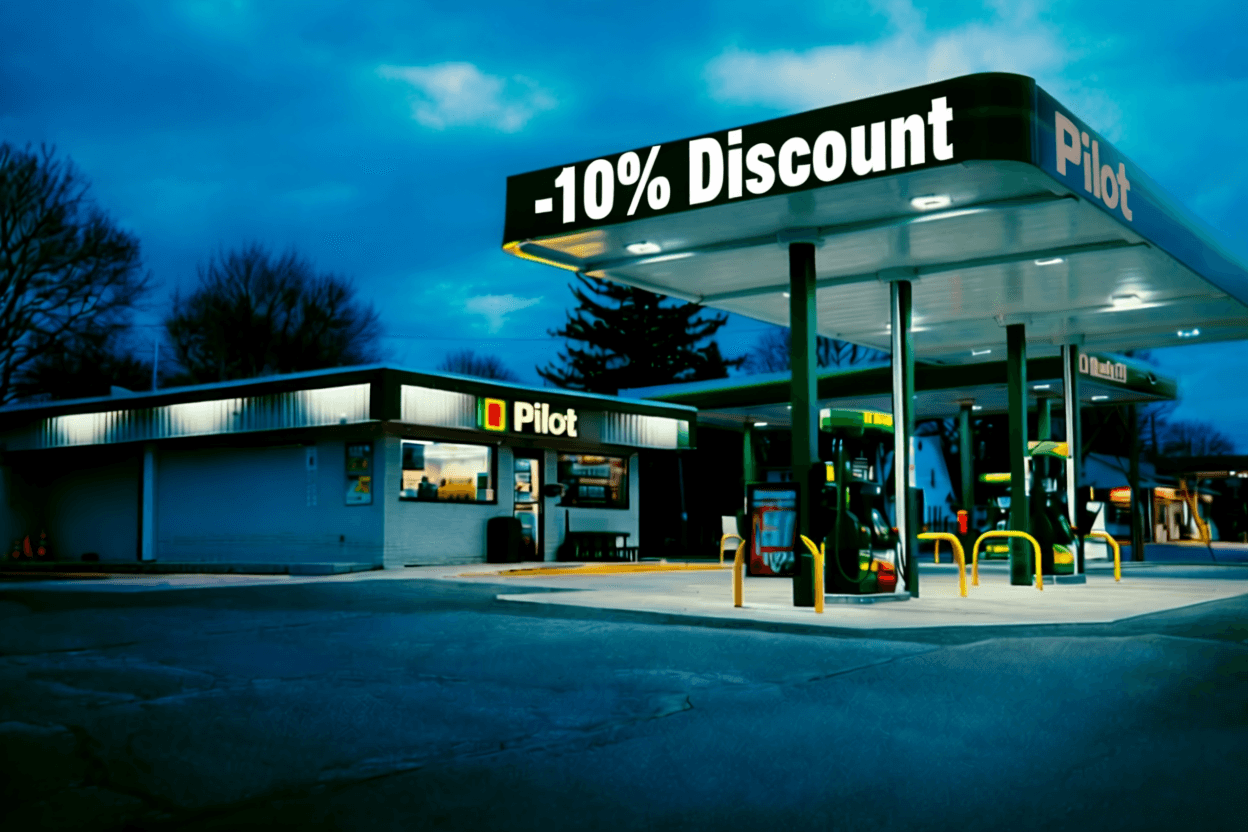 Truck refueling at Pilot gas station
