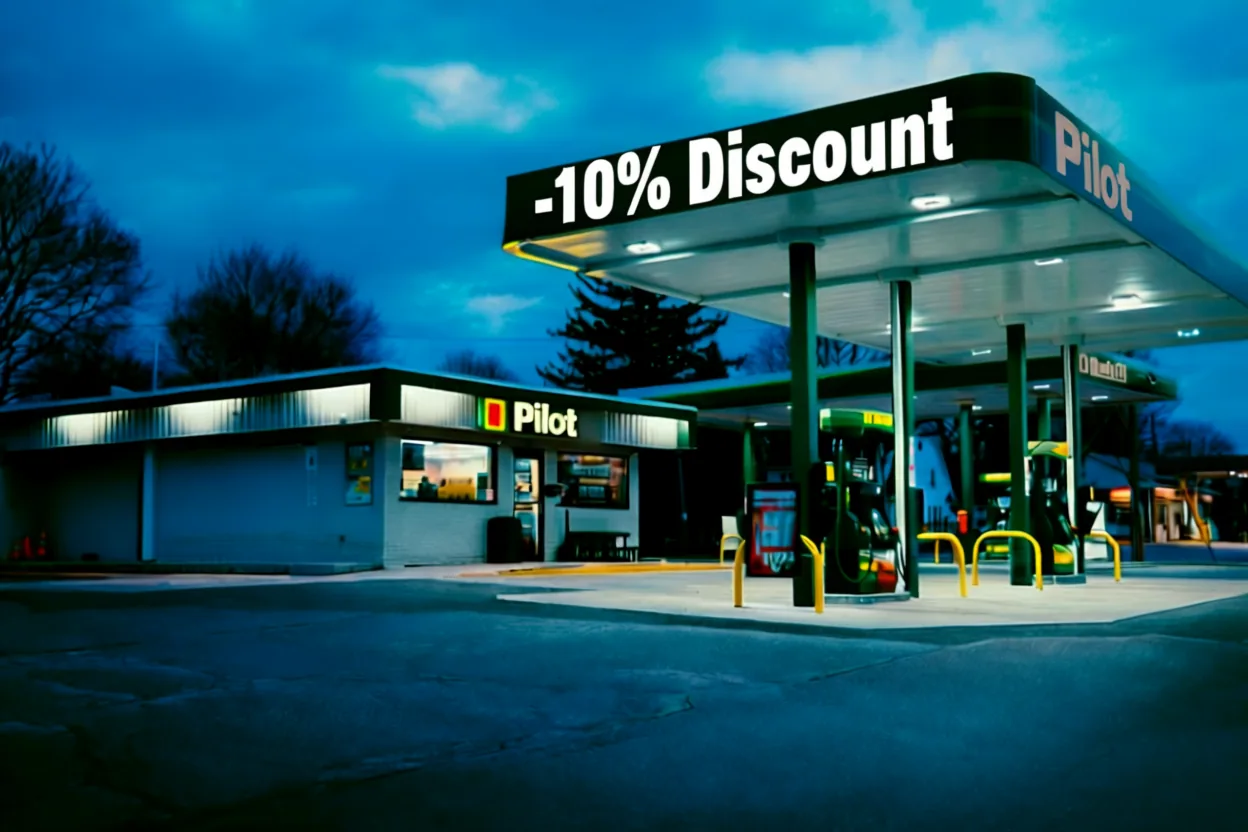 Truck refueling at Pilot gas station